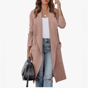 Open Front Cardigan Coat in Neutral Blush Taupe | Perfect Layering Piece